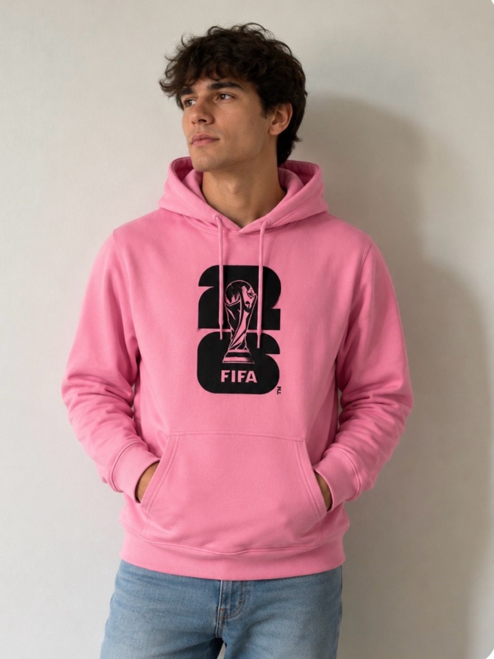 Men's Pink FIFA Graphic Pullover Hoodie